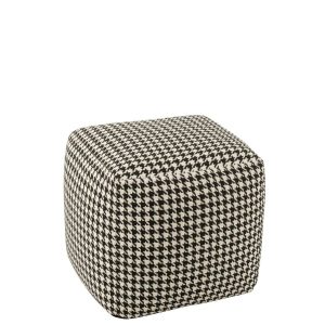 POUFFE PIED-DE-POULE COTTON WHITE/BLACK