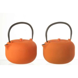 BOX OF 1 TEA POT METAL ORANGE ASSORTMENT 2
