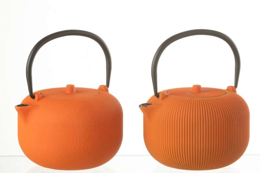 BOX OF 1 TEA POT METAL ORANGE ASSORTMENT 2