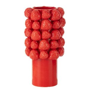 VASE STRAWBERRIES CERAMIC RED LARGE