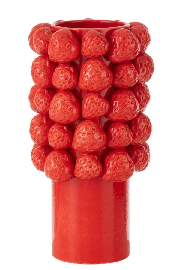 VASE STRAWBERRIES CERAMIC RED LARGE