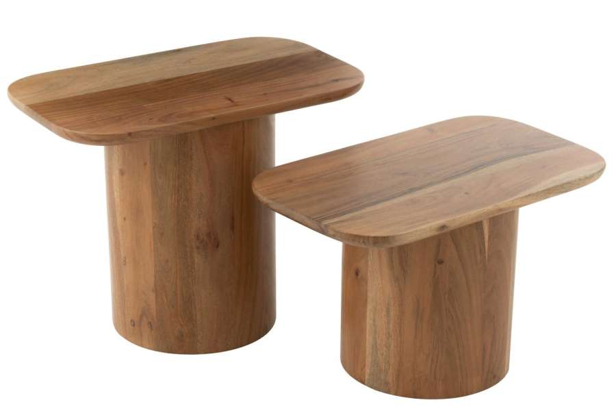 SET OF 2 SIDE TABLES ACACIA WOOD/MDF NATURAL
