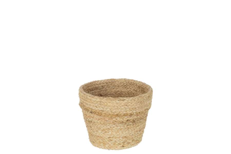 BASKET ROUND WITH BORDER MAIZE NATURAL