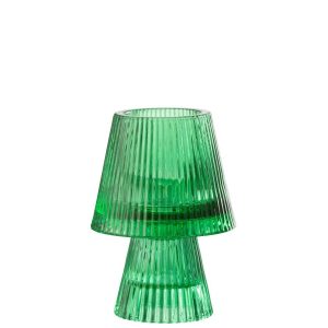 CANDLE HOLDER HAT GLASS GREEN