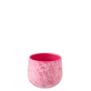 FLOWERPOT CERAMIC PINK/WHITE SMALL