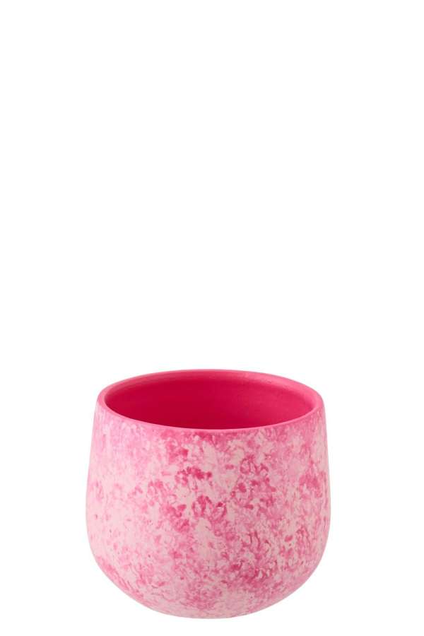 FLOWERPOT CERAMIC PINK/WHITE SMALL