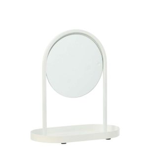 TABLE MIRROR + JEWELLERY HOLDER IRON WHITE SMALL