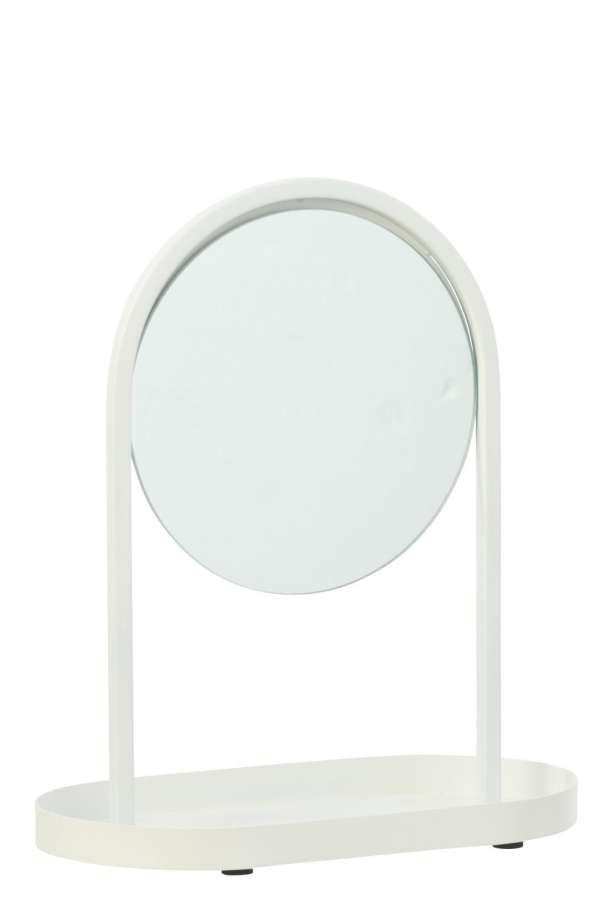 TABLE MIRROR + JEWELLERY HOLDER IRON WHITE SMALL