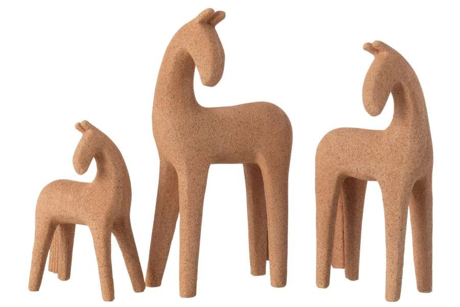 SET OF 3 HORSE MODERN RESIN TERRA