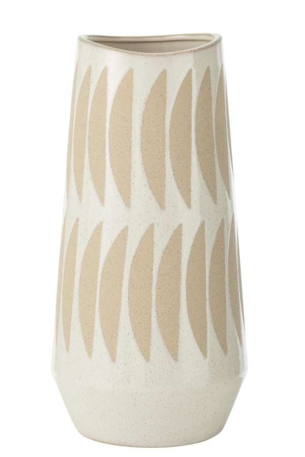 VASE KAI STONEWARE BEIGE/WHITE LARGE