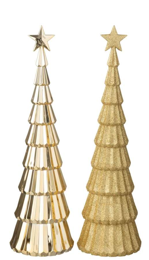 TREE +  STAR PLASTIC GOLD COLORED ASSORTMENT OF 2