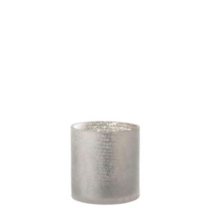 HURRICANE CYLINDER CRAQUELURE GLASS GREY MEDIUM
