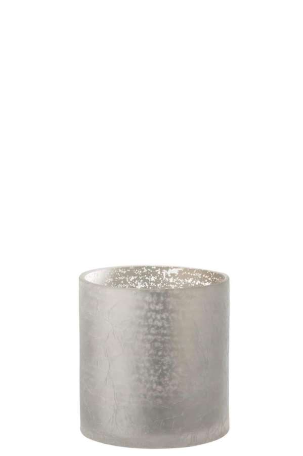 HURRICANE CYLINDER CRAQUELURE GLASS GREY MEDIUM