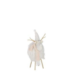 REINDEER HAT+SCARF POLYESTER WHITE/BEIGE MEDIUM