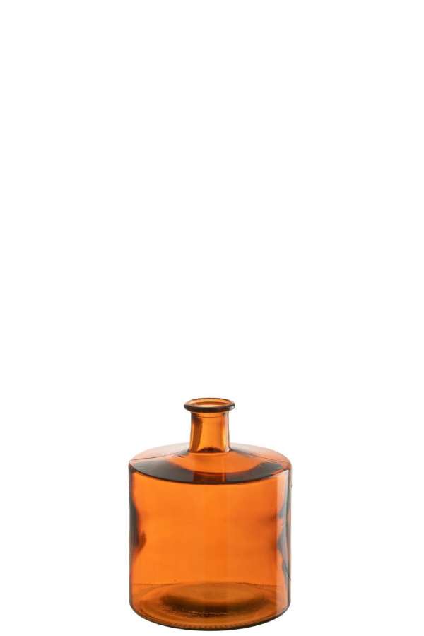 VASE WIDE GLASS ORANGE SMALL