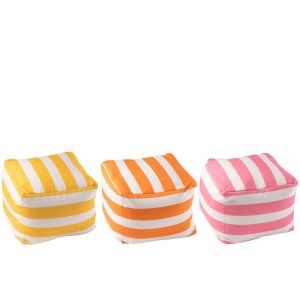 SET OF 3 OUTDOOR POUFFE STRIPED POLYESTER MULTICOLORED