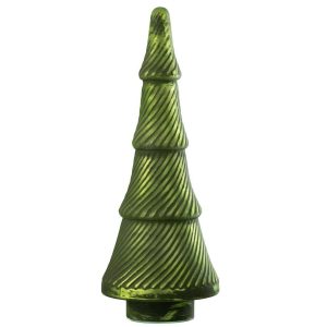 CHRISTMAS TREE OXYDISED RIBBED GLASS GREEN LARGE