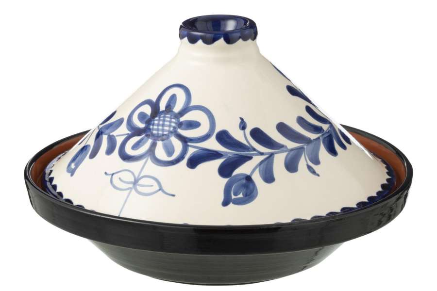 TAGINE GRANADA CERAMIC WHITE/COBALTO BLUE