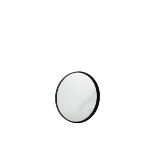 MIRROR ROUND HIGH BORDER METAL/GLASS BLACK SMALL