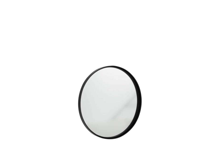 MIRROR ROUND HIGH BORDER METAL/GLASS BLACK SMALL