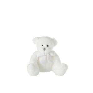 BEAR PLUSH WITH BOW TIE POLYESTER WHITE SMALL