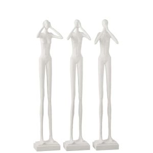 FIGURINE HEAR/SEE/STAY QUIET RESIN WHITE ASSORTMENT OF 3