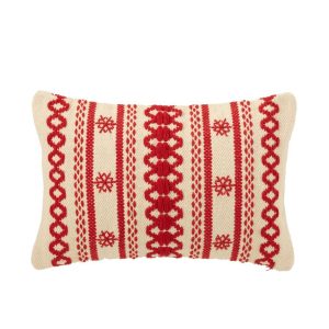 CUSHION STRIPES + SNOWFLAKES COTTON CHRISTMAS RED/WHITE