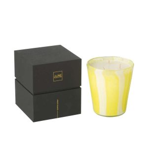 SCENTED CANDLE NOA LINES YELLOW MEDIUM-68HOURS