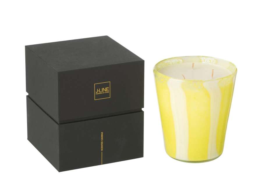 SCENTED CANDLE NOA LINES YELLOW MEDIUM-68HOURS