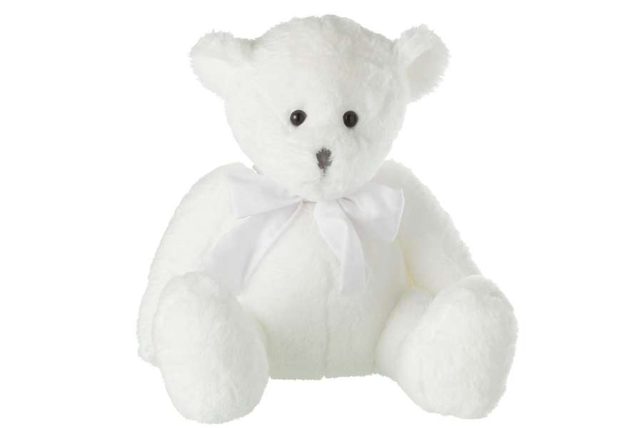 BEAR PLUSH WITH BOW TIE POLYESTER WHITE LARGE