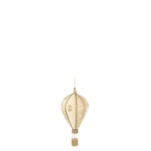 HOT AIR BALLOON HANGING POLYFOAM/TEXTILE WHITE/GOLD SMALL