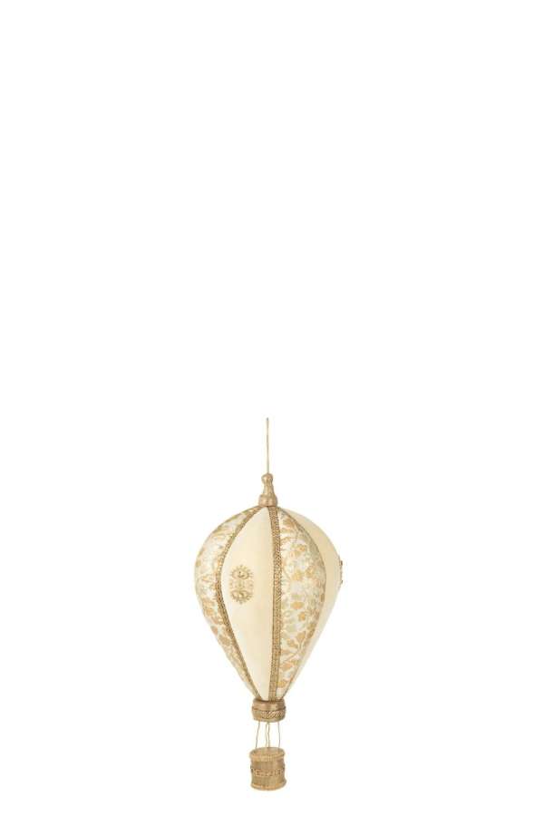 HOT AIR BALLOON HANGING POLYFOAM/TEXTILE WHITE/GOLD SMALL