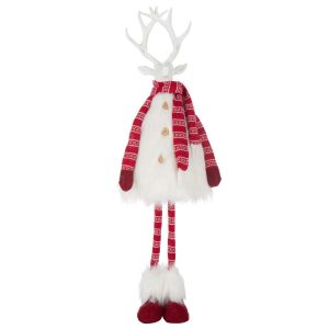 DEER FUR+SCARF POLYESTER WHITE/CHRISTMAS RED LARGE