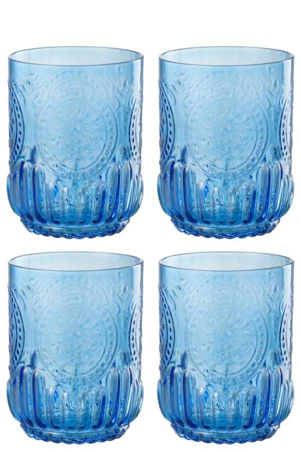 GIFTBOX 4 DRINKING GLASS MAYA GLASS BLUE