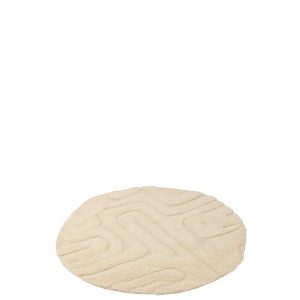 RUG ABSTRACT LINES ROUND WOOL ECRU