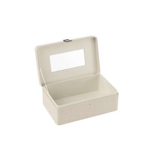 COSMETIC BOX RECTANGLE+MIRROR POLYESTER GREY