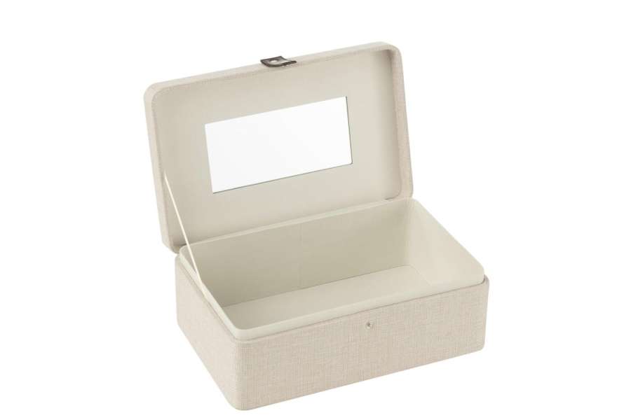 COSMETIC BOX RECTANGLE+MIRROR POLYESTER GREY