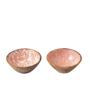 BOWL MANGO WOOD ORANGE/WHITE MEDIUM ASSORTMENT OF 2