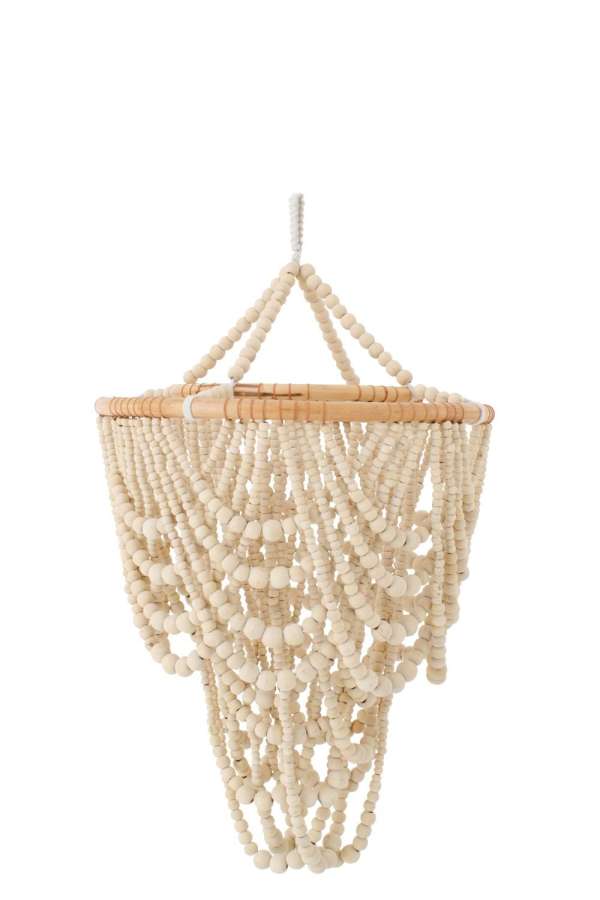 LAMP SHADE BEADS WOOD NATURAL