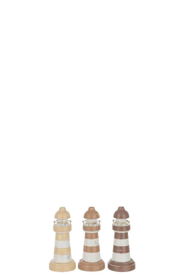 LIGHTHOUSE ALBASIA WOOD BROWN/WHITE SMALL ASSORTMENT OF 3