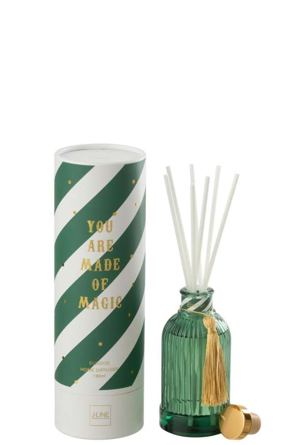 REED DIFFUSER MAGIC FRAGRANCE OIL WHITE/DARK GREEN SMALL
