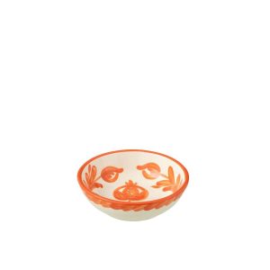 BOWL GRANADA LOW CERAMIC WHITE/ORANGE SMALL