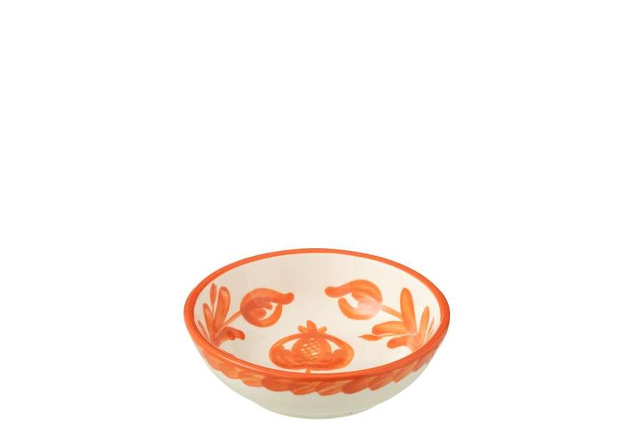 BOWL GRANADA LOW CERAMIC WHITE/ORANGE SMALL