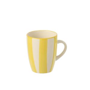 MUG STRIPED STONEWARE YELLOW/WHITE