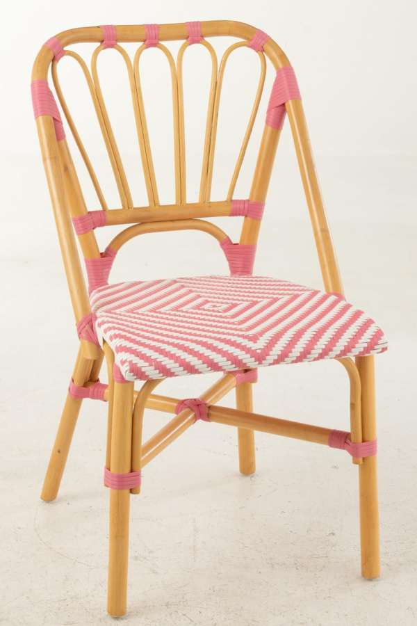 DINING CHAIR RATTAN PINK/WHITE