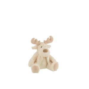 REINDEER+SCARF SITTING TEXTILE WHITE/BEIGE SMALL