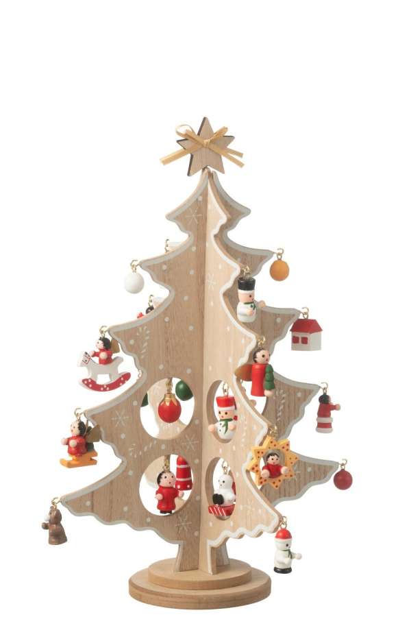 XMAS TREE+FIGURINES FOLDABLE WOOD NATURAL