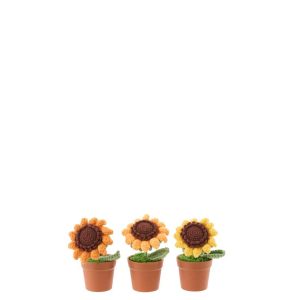 SUNFLOWER IN POT POLYESTER YELLOW/ORANGE ASSORTMENT OF 3