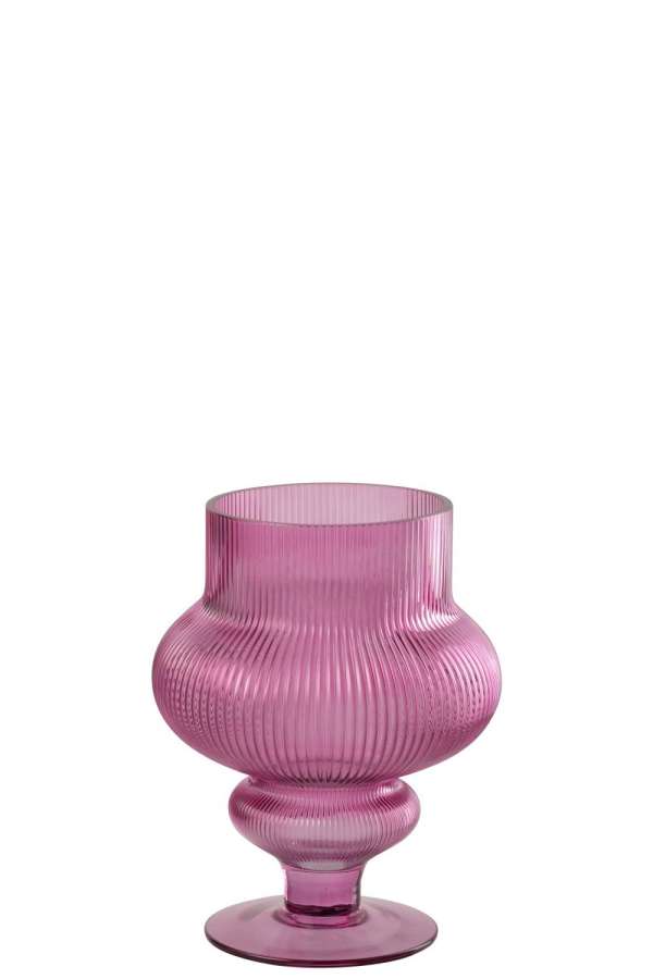 VASE ADA RIBBED GLASS FUCHSIA SMALL