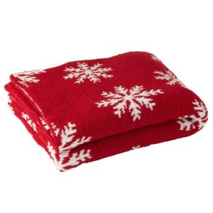 BLANKET SNOWFLAKES POLYESTER RED/WHITE